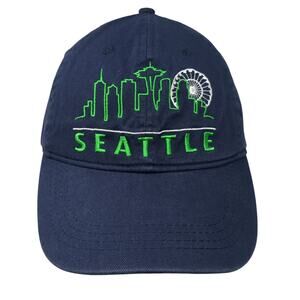 Seattle Slideback Hat Blue One Size Adjustable Embroidered 6 Panel